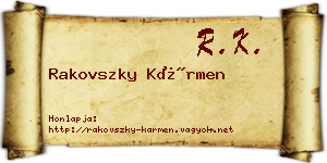 Rakovszky Kármen névjegykártya